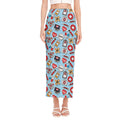 Colorful Medical Pattern Print Side Slit Maxi Skirt