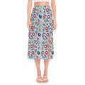 Colorful Medical Pattern Print Side Slit Midi Skirt