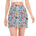 Colorful Medical Pattern Print Side Slit Mini Skirt