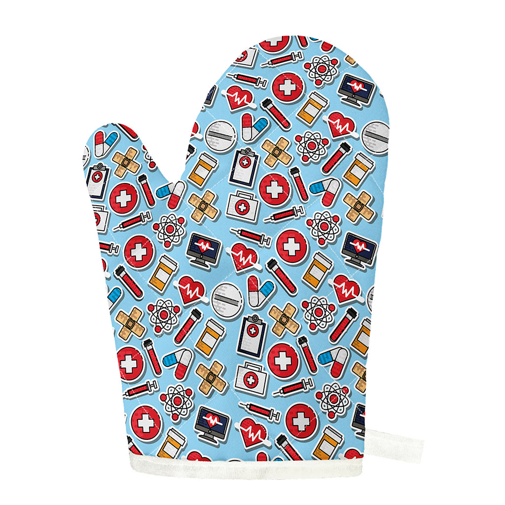 Colorful Medical Pattern Print Single Oven Mitt