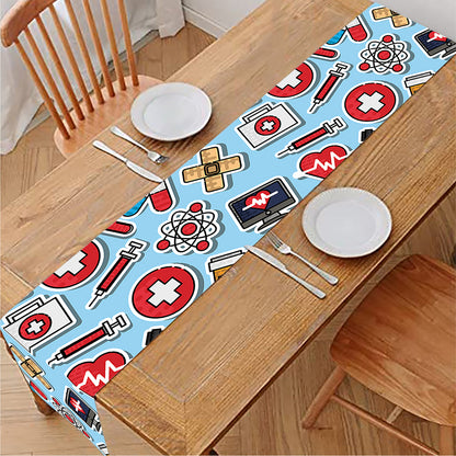 Colorful Medical Pattern Print Table Runner