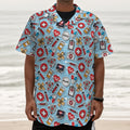 Colorful Medical Pattern Print Textured Short Sleeve Shirt