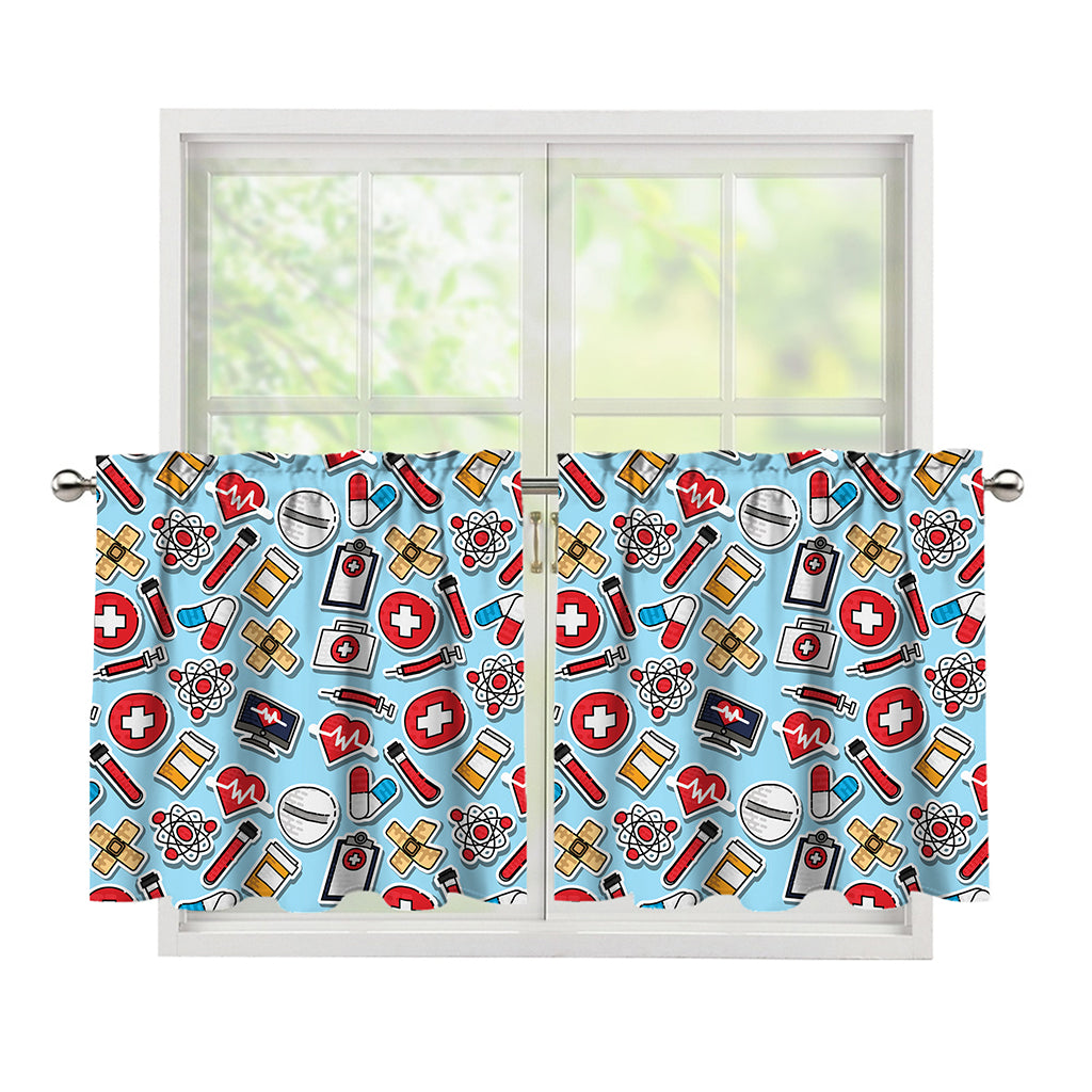 Colorful Medical Pattern Print Tier Curtains