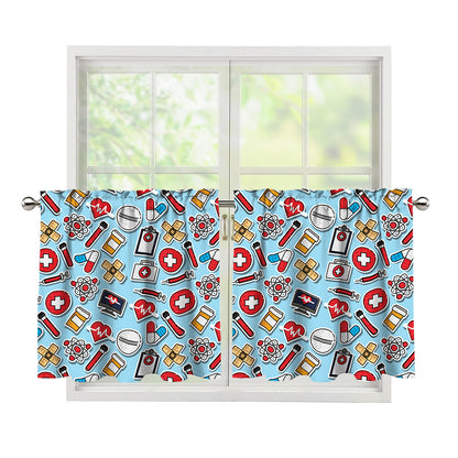 Colorful Medical Pattern Print Tier Curtains