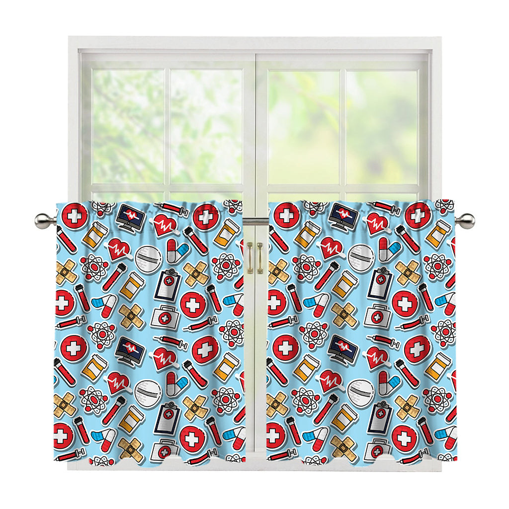 Colorful Medical Pattern Print Tier Curtains