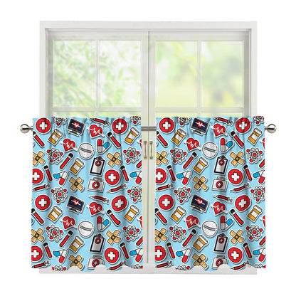 Colorful Medical Pattern Print Tier Curtains