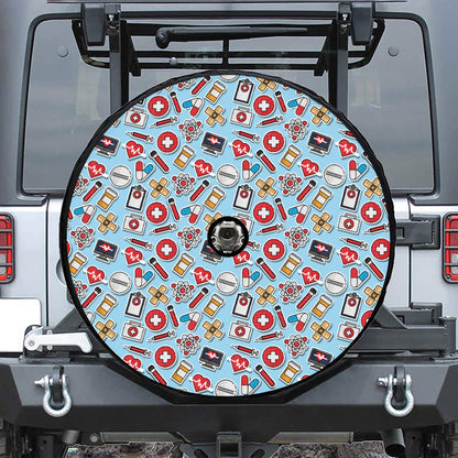 Colorful Medical Pattern Print Tire Cover With Camera Hole