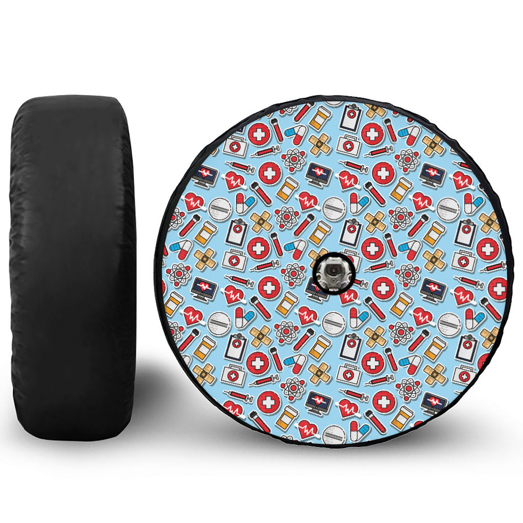 Colorful Medical Pattern Print Tire Cover With Camera Hole