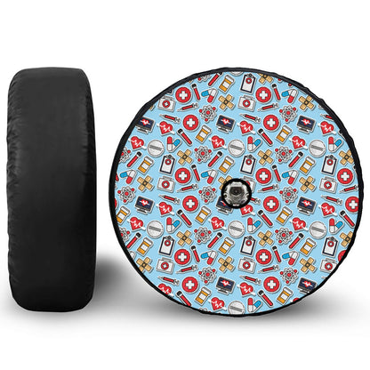 Colorful Medical Pattern Print Tire Cover With Camera Hole