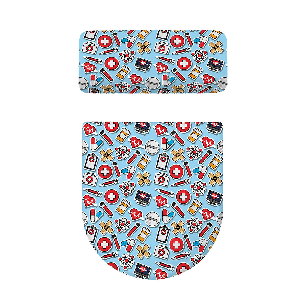 Colorful Medical Pattern Print Toilet Lid And Tank Cover Set