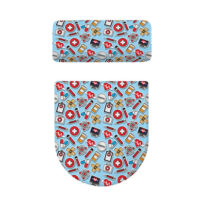 Colorful Medical Pattern Print Toilet Lid And Tank Cover Set