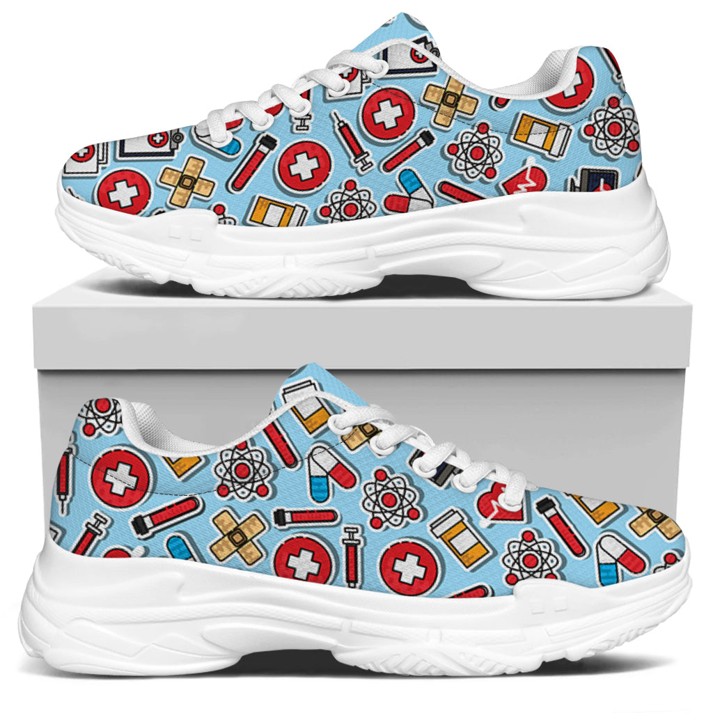 Colorful Medical Pattern Print White Chunky Shoes