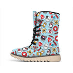 Colorful Medical Pattern Print Winter Boots