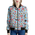 Colorful Medical Pattern Print Women's Bomber Jacket