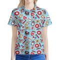 Colorful Medical Pattern Print Women's Polo Shirt
