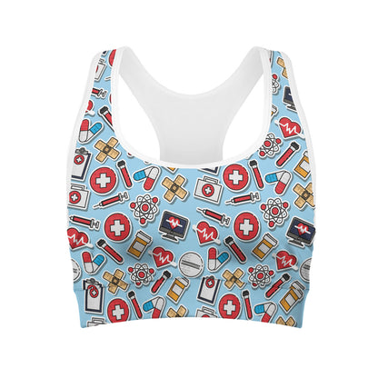 Colorful Medical Pattern Print Women's Sports Bra