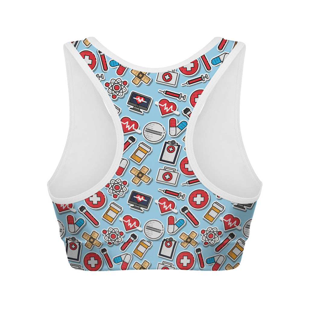 Colorful Medical Pattern Print Women's Sports Bra