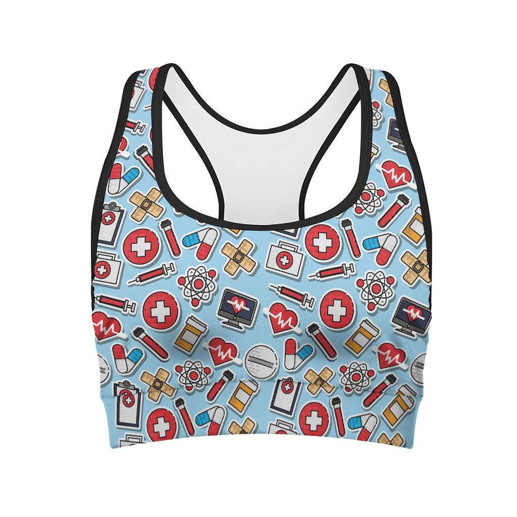 Colorful Medical Pattern Print Women's Sports Bra