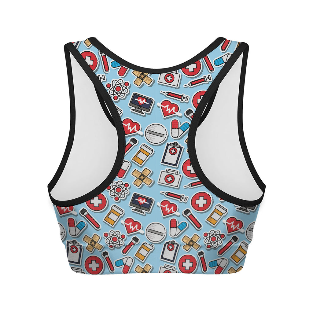 Colorful Medical Pattern Print Women's Sports Bra