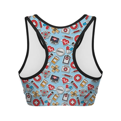 Colorful Medical Pattern Print Women's Sports Bra