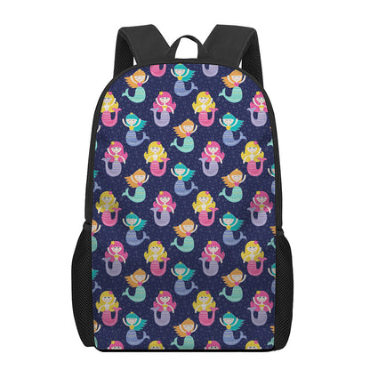 Colorful Mermaid Pattern Print 17 Inch Backpack