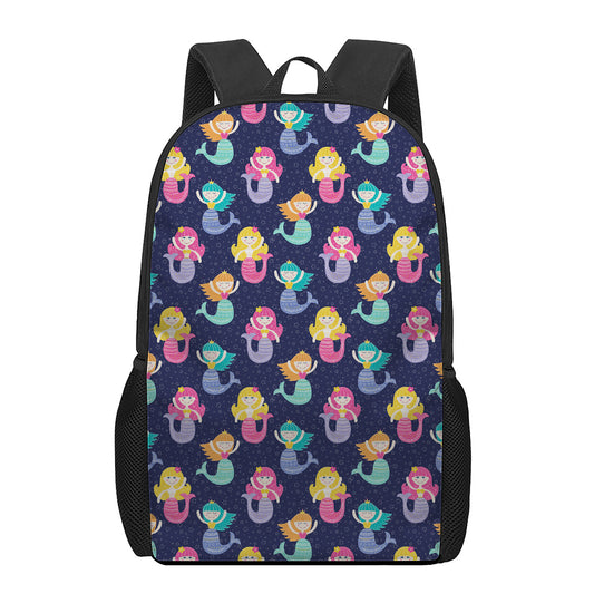 Colorful Mermaid Pattern Print 17 Inch Backpack