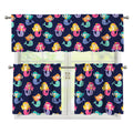 Colorful Mermaid Pattern Print 3 Piece Kitchen Curtains
