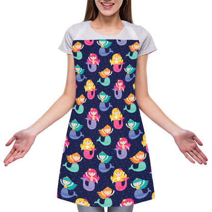 Colorful Mermaid Pattern Print Adjustable Apron