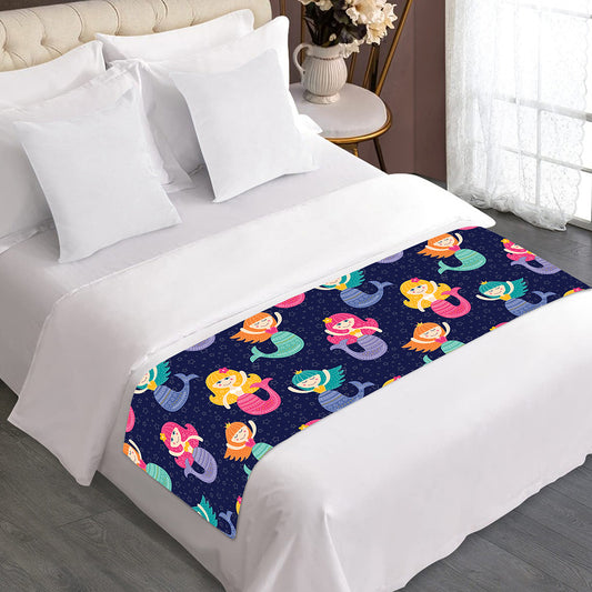 Colorful Mermaid Pattern Print Bed Runner