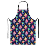 Colorful Mermaid Pattern Print Bib Apron With Pocket
