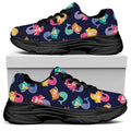 Colorful Mermaid Pattern Print Black Chunky Shoes