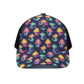 Colorful Mermaid Pattern Print Black Mesh Trucker Hat