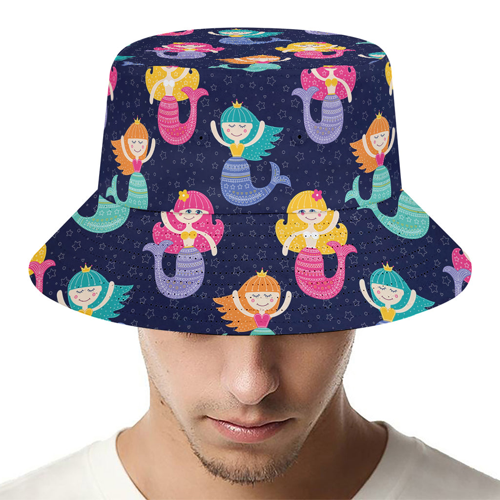 Colorful Mermaid Pattern Print Bucket Hat