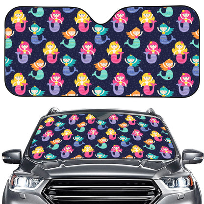 Colorful Mermaid Pattern Print Car Windshield Sun Shade