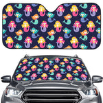 Colorful Mermaid Pattern Print Car Windshield Sun Shade