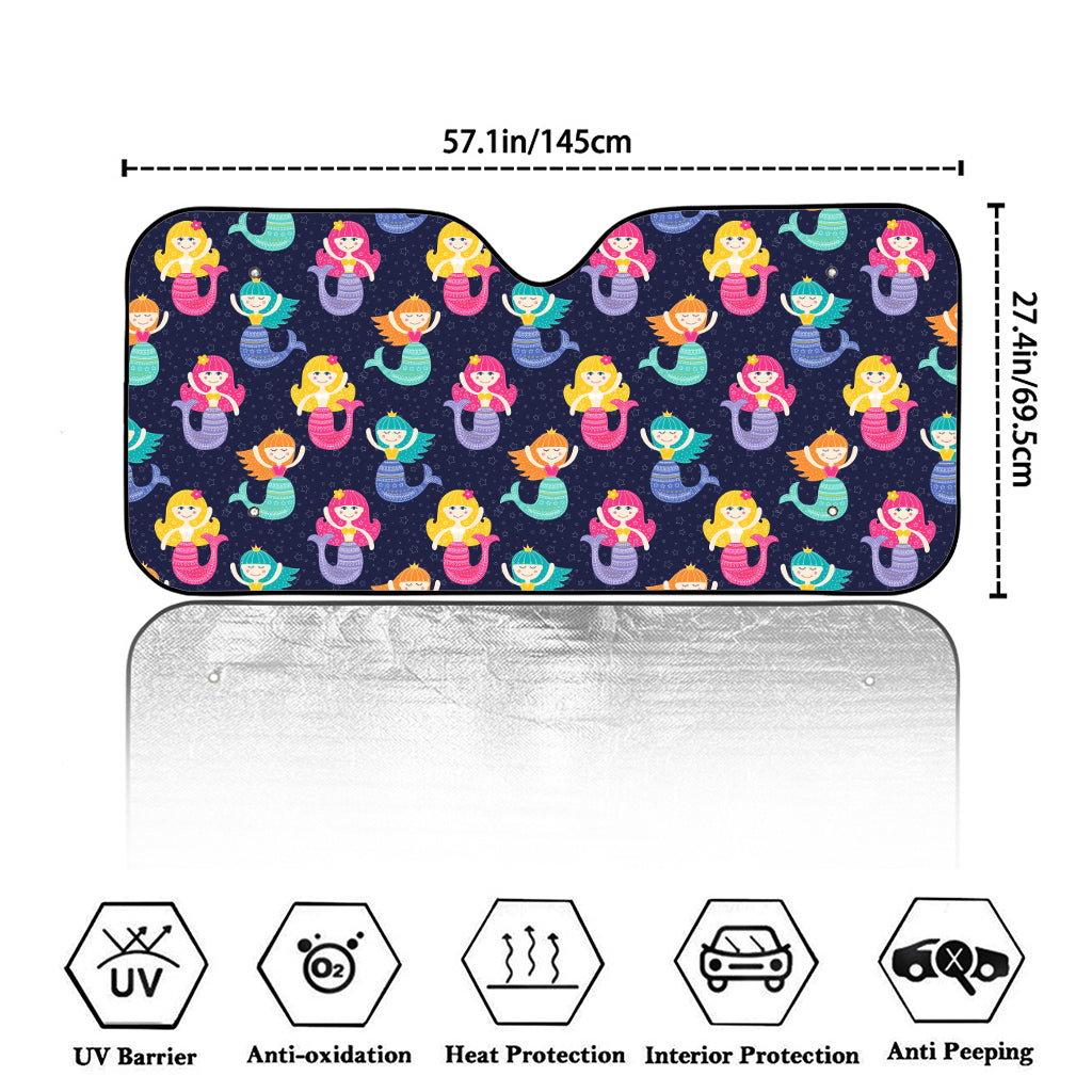Colorful Mermaid Pattern Print Car Windshield Sun Shade