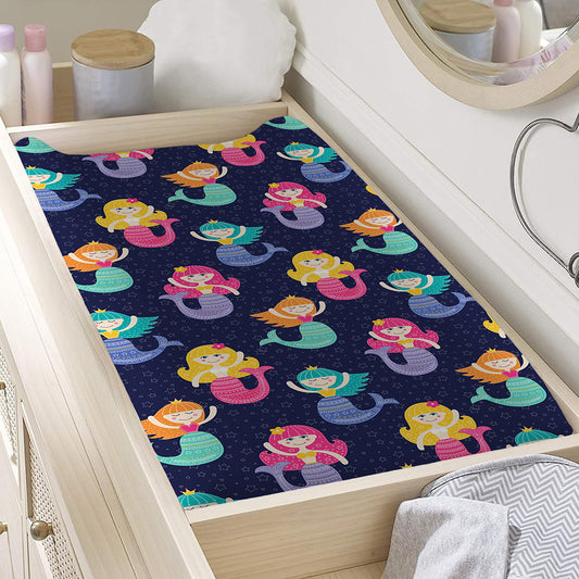 Colorful Mermaid Pattern Print Changing Pad Cover