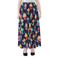 Colorful Mermaid Pattern Print Chiffon Maxi Skirt