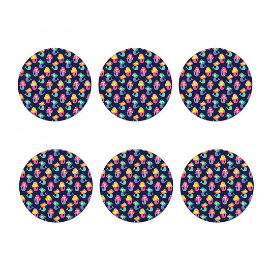 Colorful Mermaid Pattern Print Coaster Set