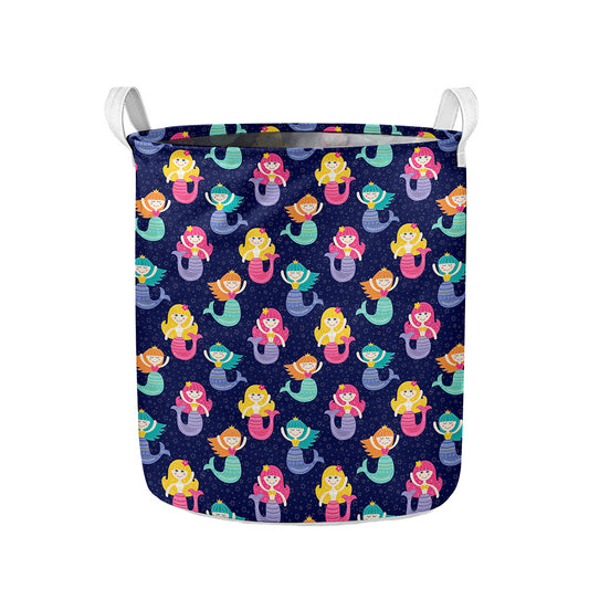 Colorful Mermaid Pattern Print Collapsible Laundry Basket