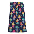 Colorful Mermaid Pattern Print Cotton Front Slit Maxi Skirt