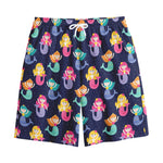 Colorful Mermaid Pattern Print Cotton Shorts