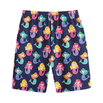 Colorful Mermaid Pattern Print Cotton Shorts