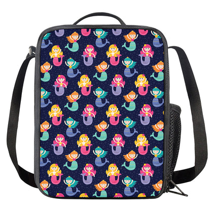 Colorful Mermaid Pattern Print Crossbody Lunch Bag