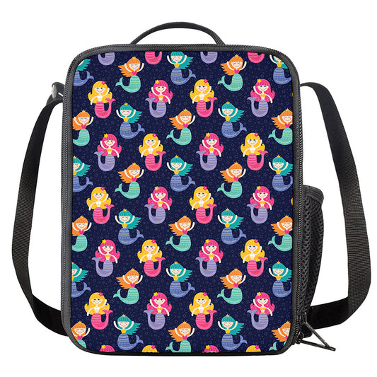 Colorful Mermaid Pattern Print Crossbody Lunch Bag