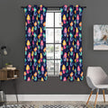 Colorful Mermaid Pattern Print Grommet Curtain Panels