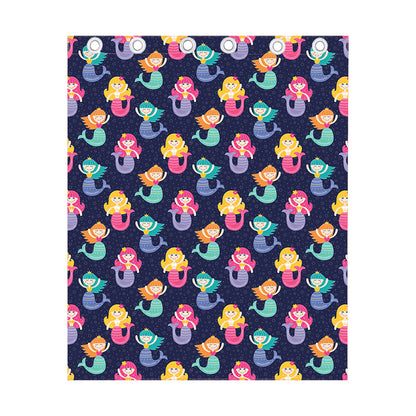 Colorful Mermaid Pattern Print Curtain