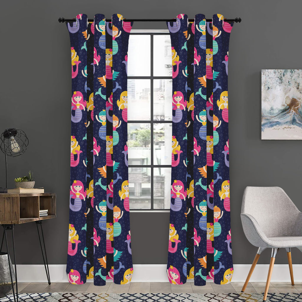 Colorful Mermaid Pattern Print Curtain