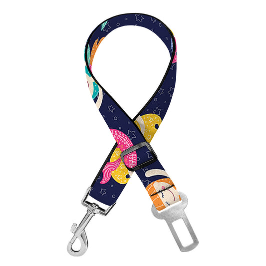 Colorful Mermaid Pattern Print Dog Seat Belt