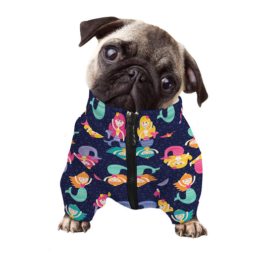 Colorful Mermaid Pattern Print Dog Zip Up Jacket